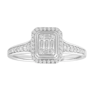 0.33ct Round Brilliant Diamond Cluster Engagement Ring In 9Ct White Gold