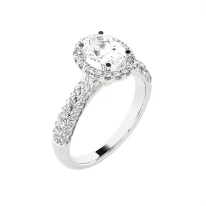 1 1/3 ctw Oval Lab Grown Diamond Halo Engagement Ring