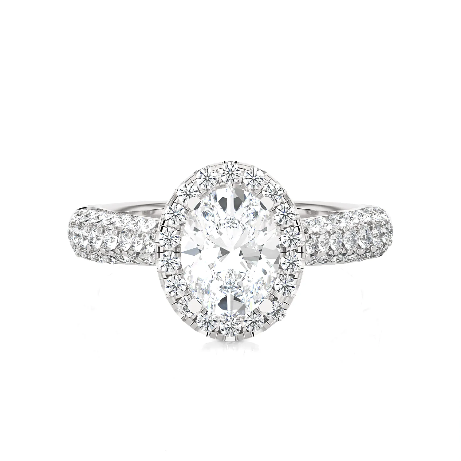 1 1/3 ctw Oval Lab Grown Diamond Halo Engagement Ring