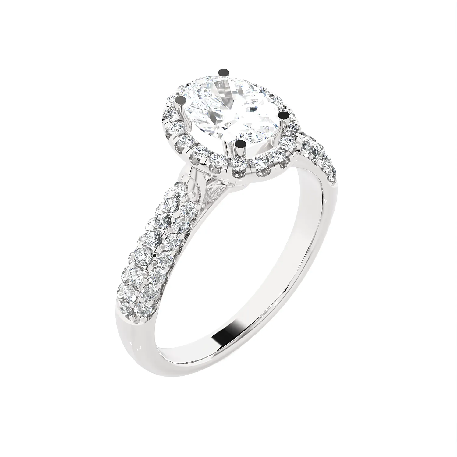 1 1/3 ctw Oval Lab Grown Diamond Halo Engagement Ring