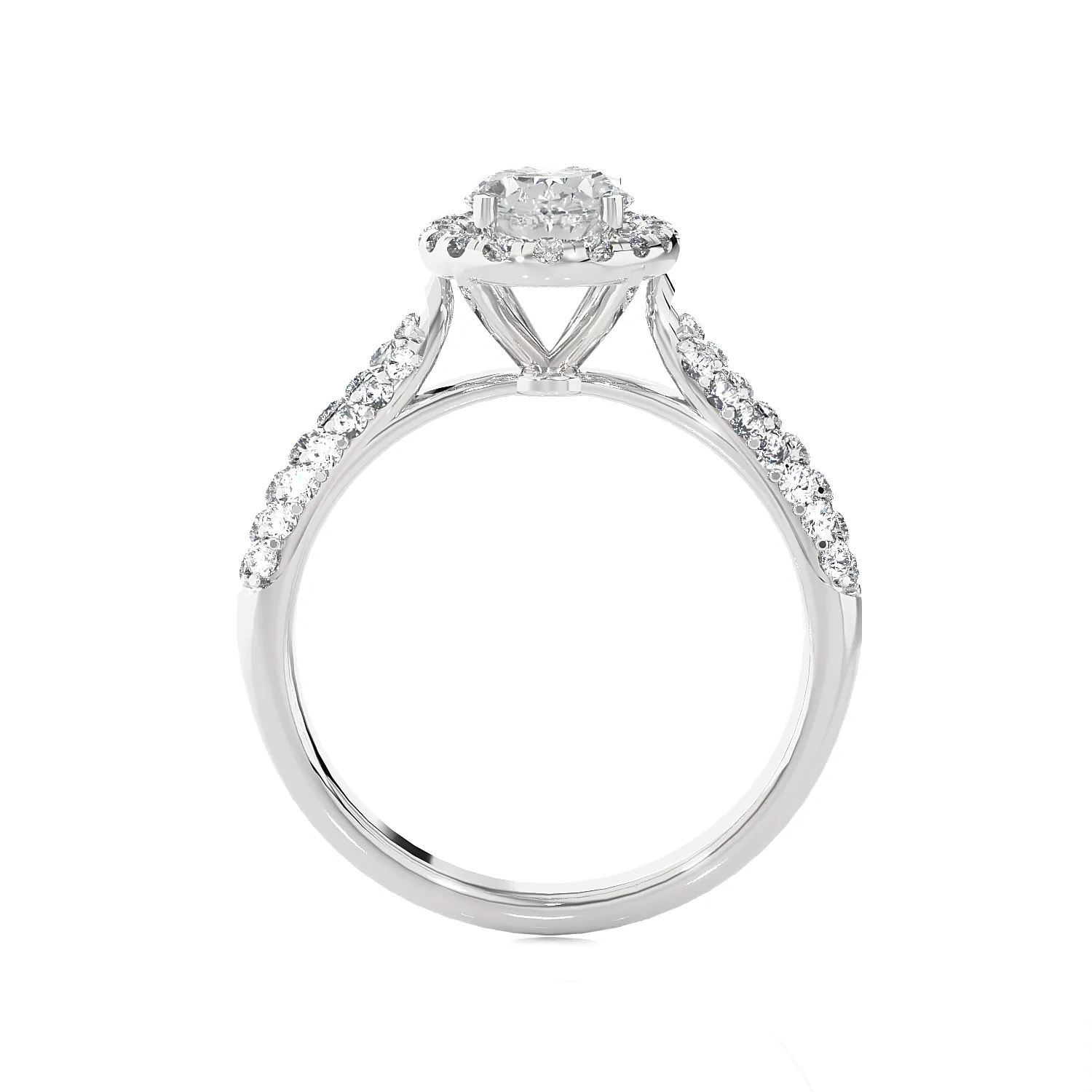 1 1/3 ctw Oval Lab Grown Diamond Halo Engagement Ring