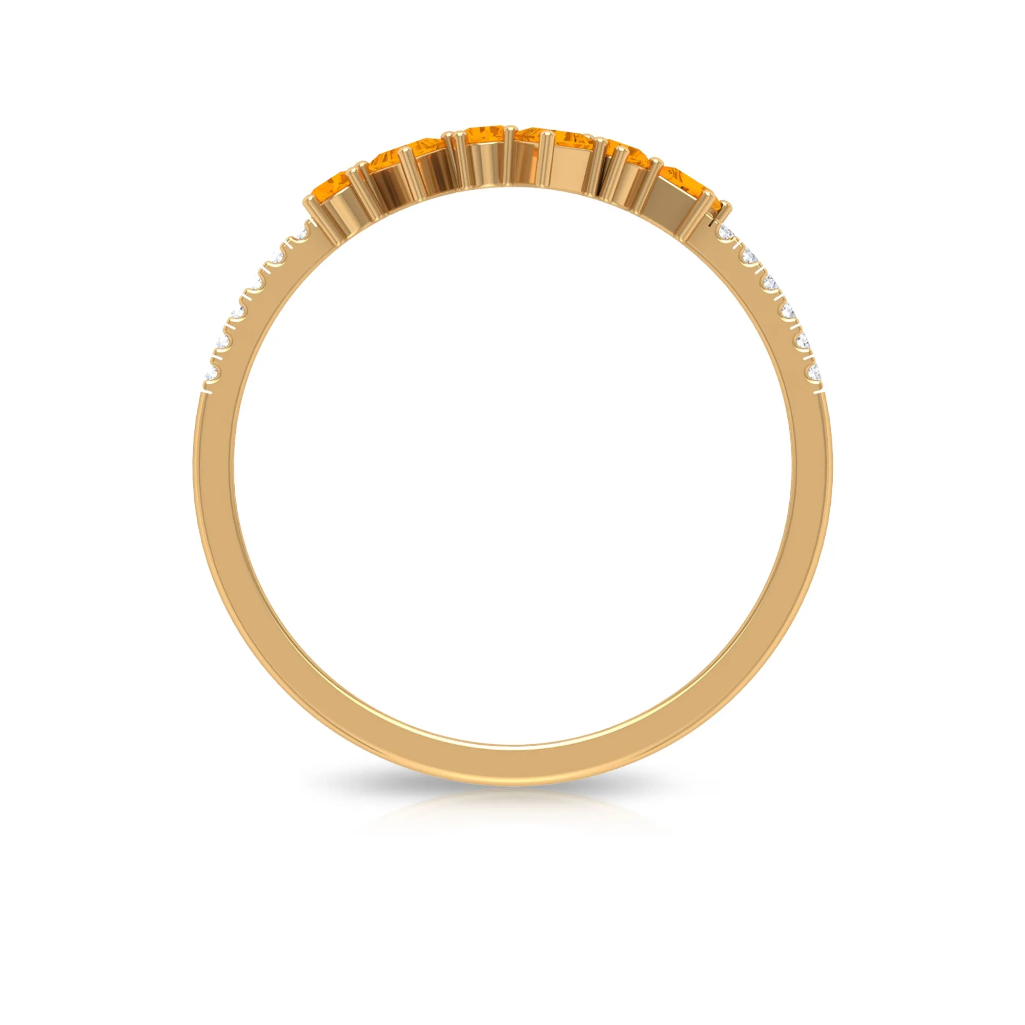 1/2 CT Orange Sapphire and Diamond Minimal Stackable Ring in Prong Setting