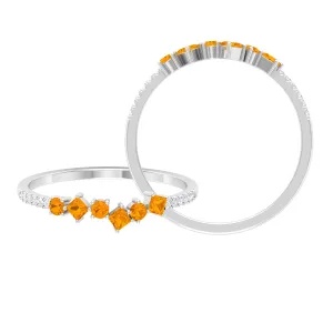 1/2 CT Orange Sapphire and Diamond Minimal Stackable Ring in Prong Setting