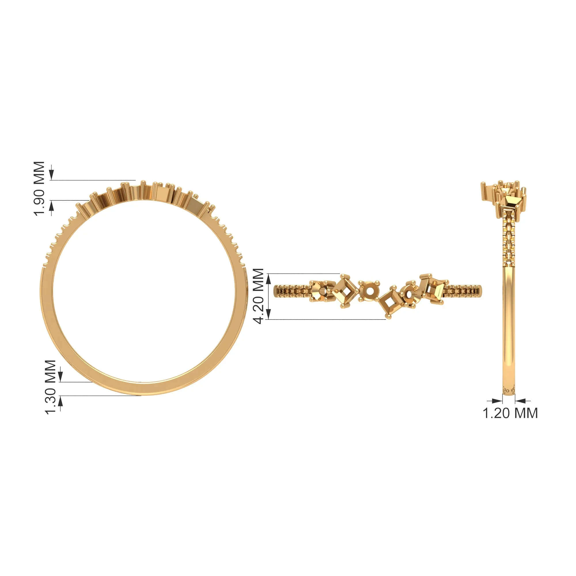 1/2 CT Orange Sapphire and Diamond Minimal Stackable Ring in Prong Setting