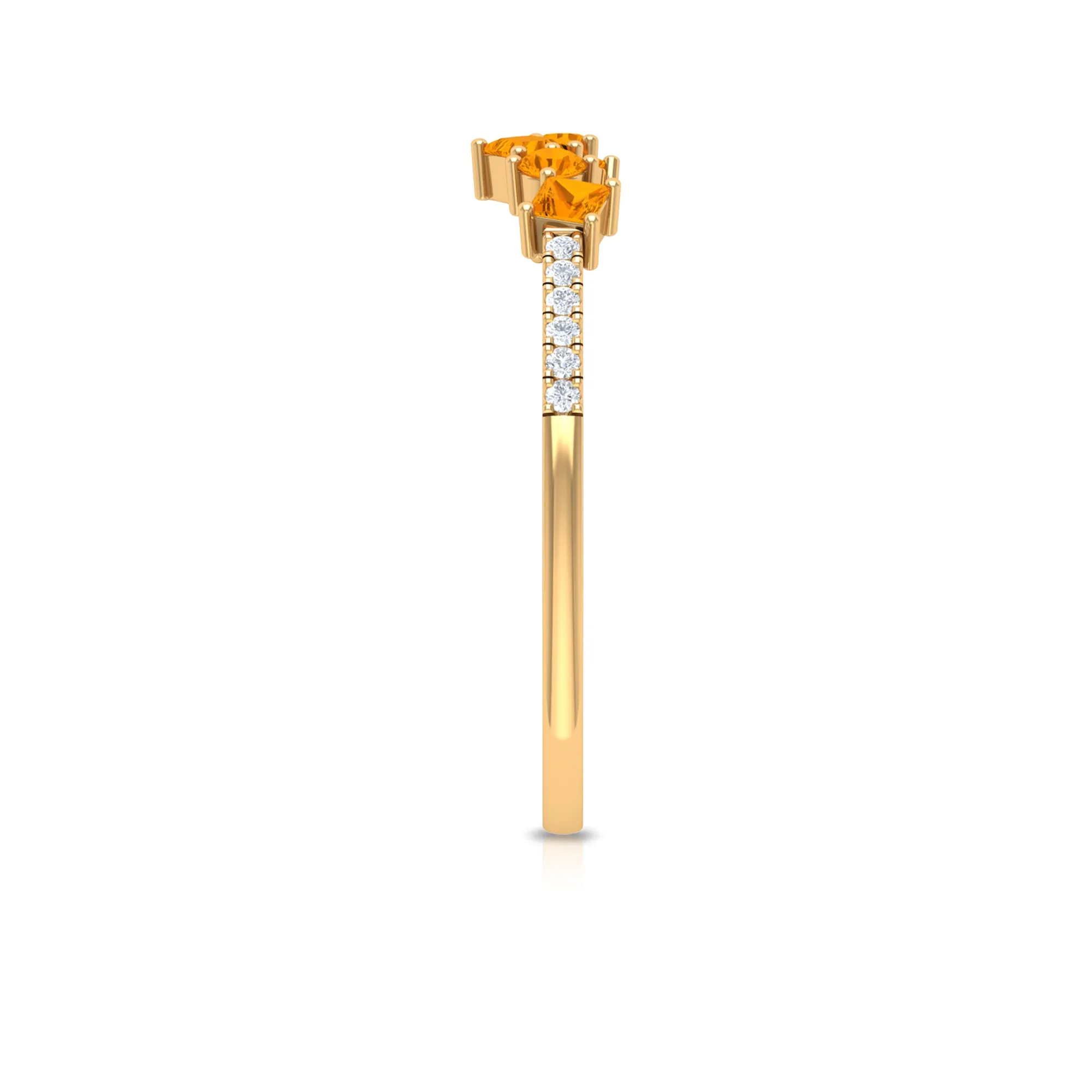 1/2 CT Orange Sapphire and Diamond Minimal Stackable Ring in Prong Setting