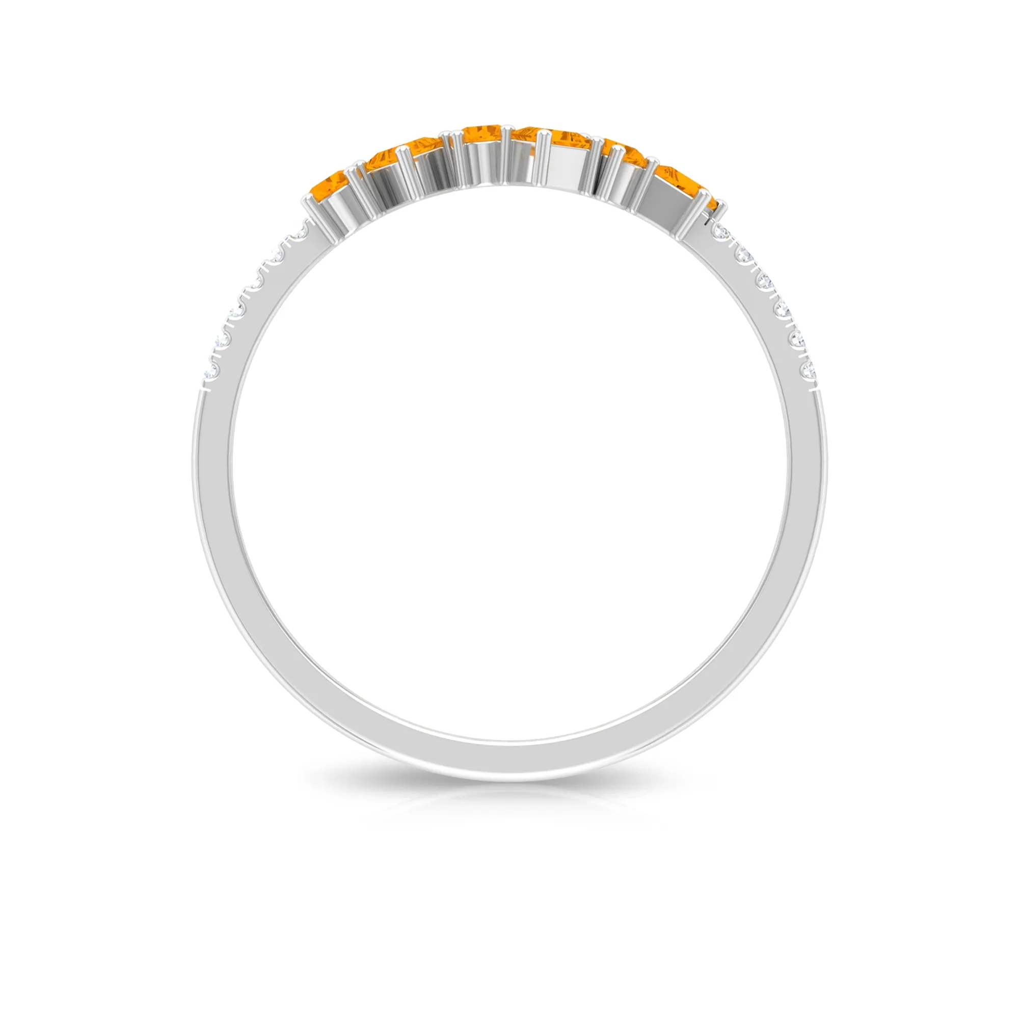 1/2 CT Orange Sapphire and Diamond Minimal Stackable Ring in Prong Setting