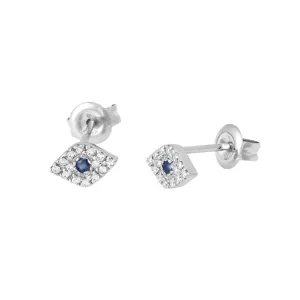 14 KT Evil Eye diamond and sapphire  earrings