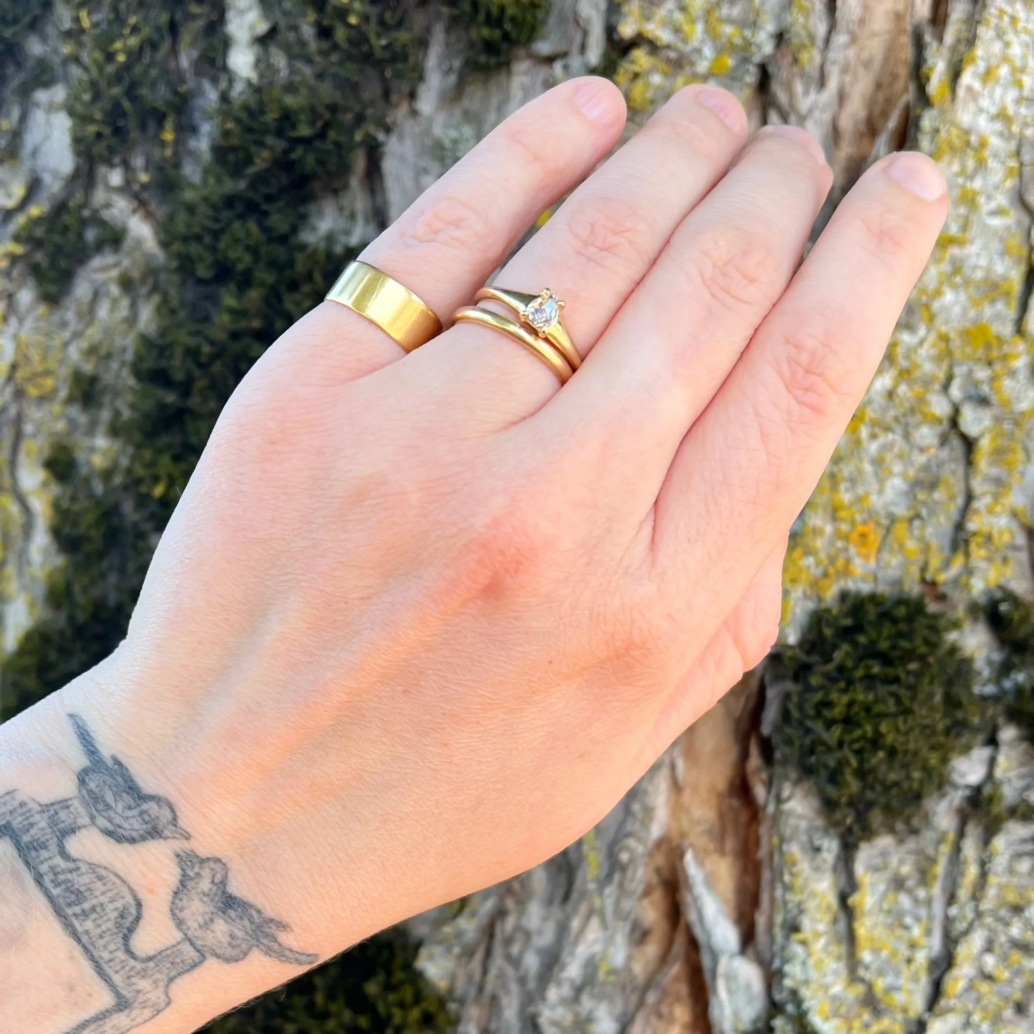 14k Gold Pear Shaped Rose Cut Diamond Engagement Ring