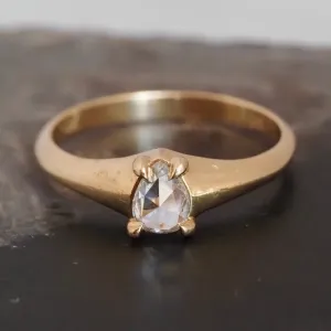 14k Gold Pear Shaped Rose Cut Diamond Engagement Ring