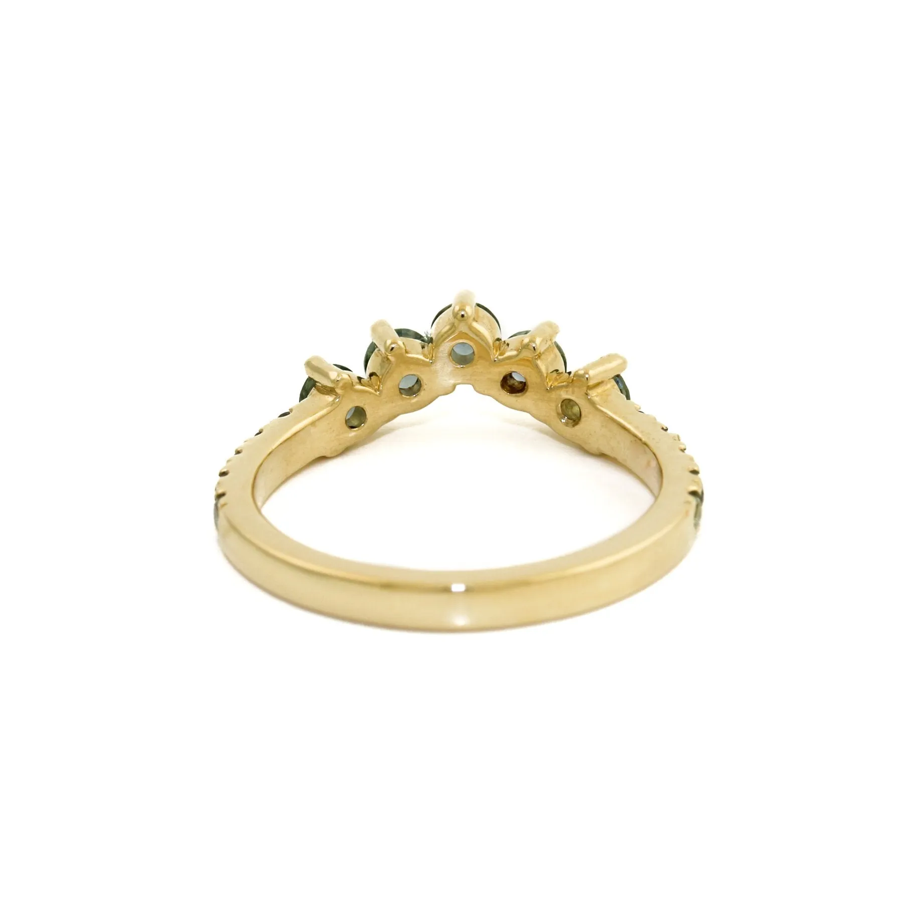 14K Gold Teal Sapphire Tiara Band