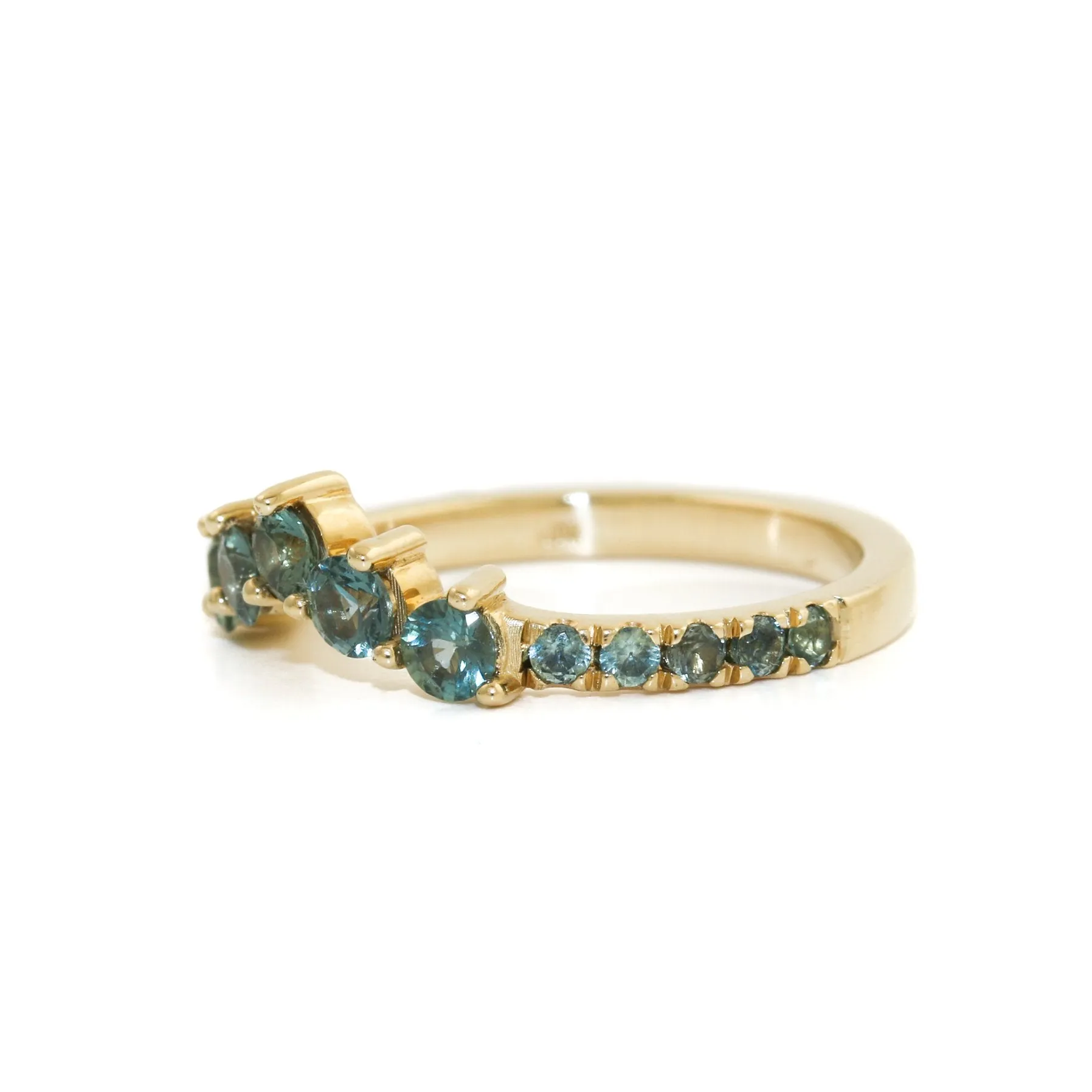 14K Gold Teal Sapphire Tiara Band