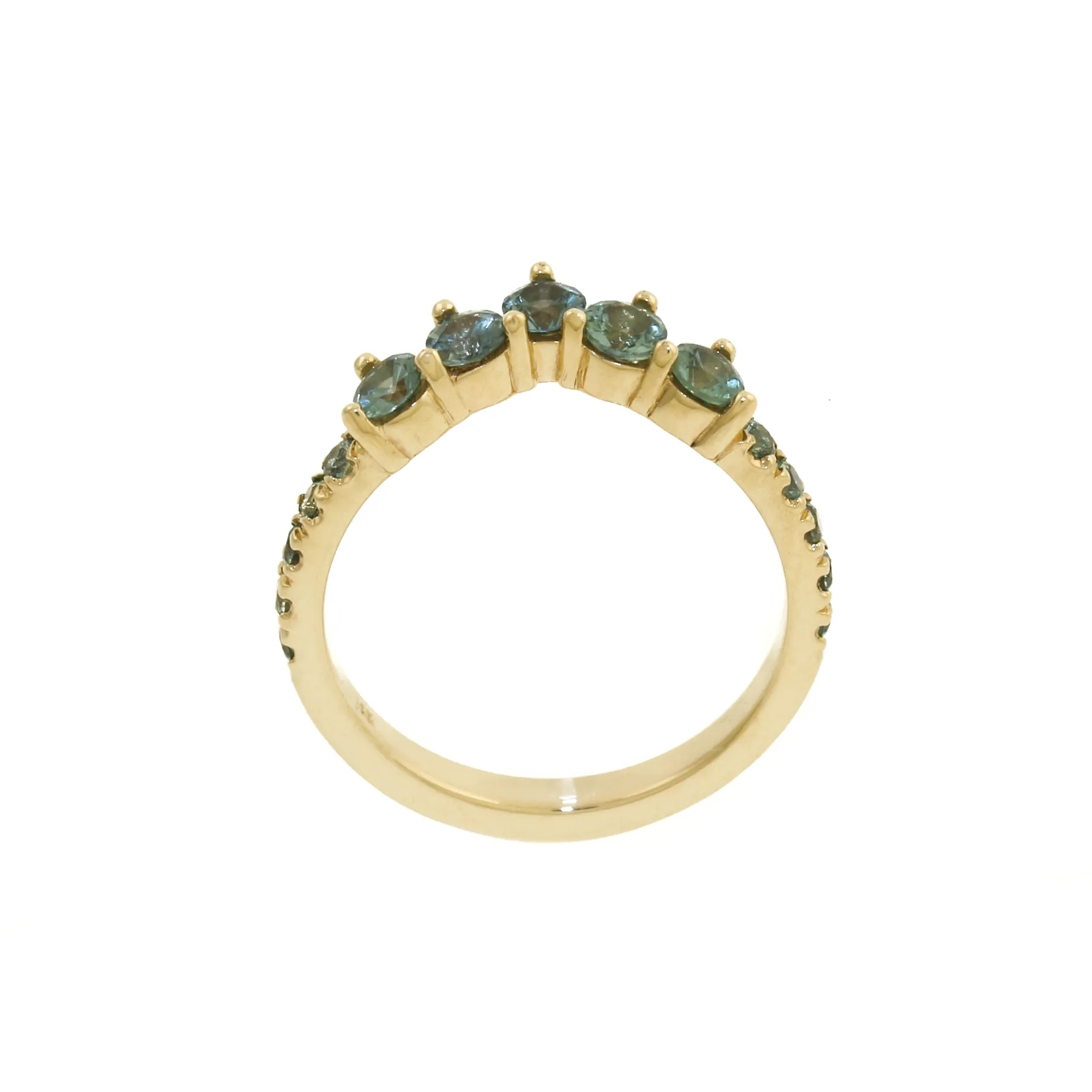 14K Gold Teal Sapphire Tiara Band