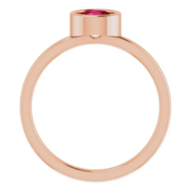 14K Rose 5.5 mm Natural Ruby Ring