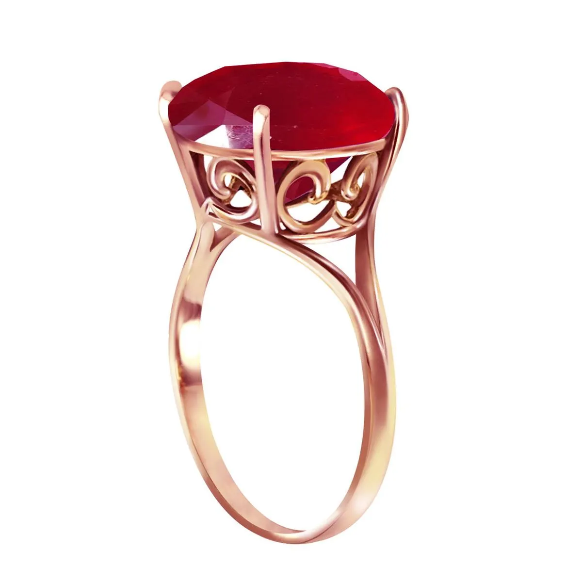 14K Solid Rose Gold Ring w/ Natural 12.0 mm Round Ruby