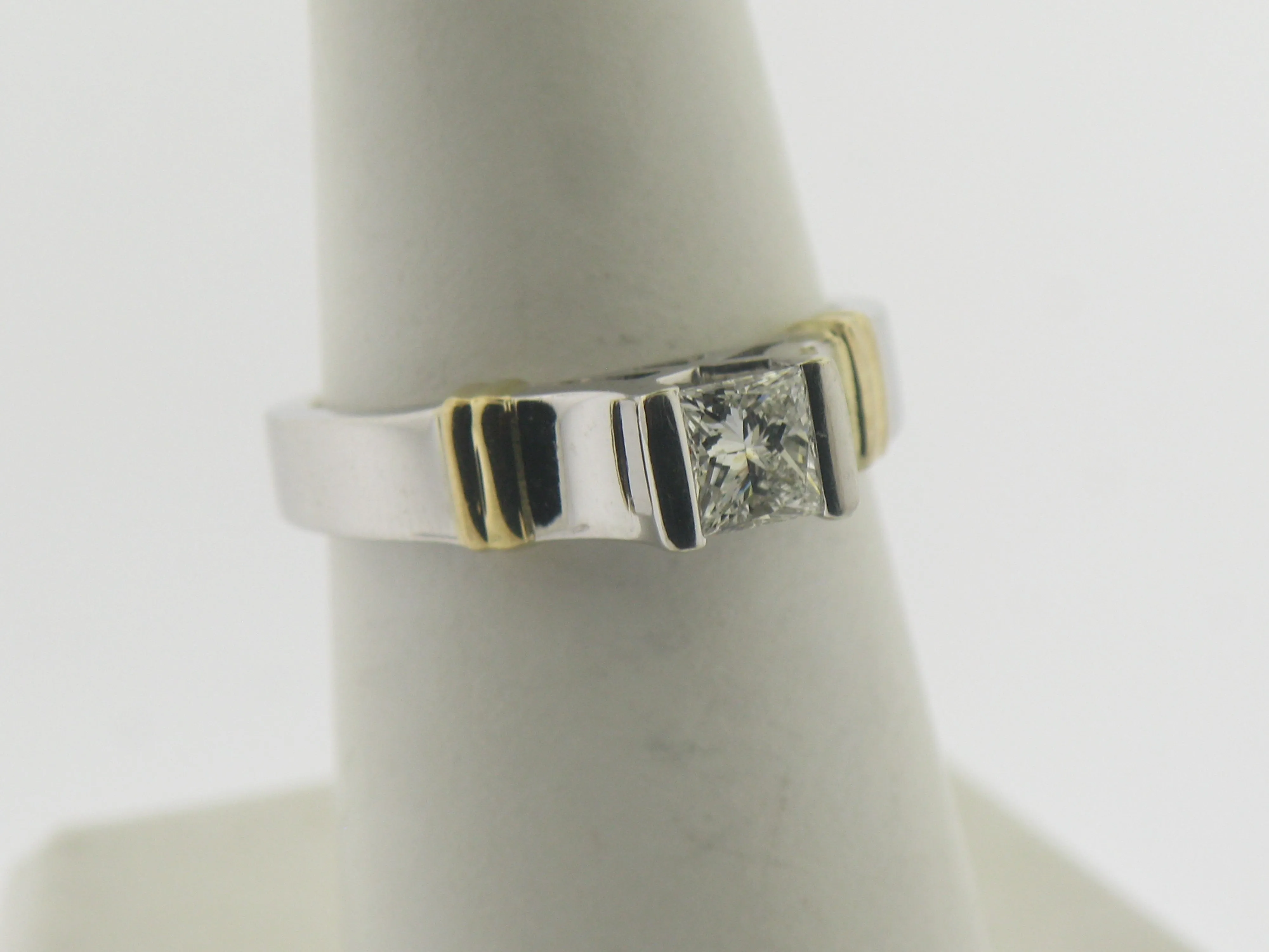14K White and Yellow Gold Diamond Wedding Set (Engagement   Band) (Brand New)