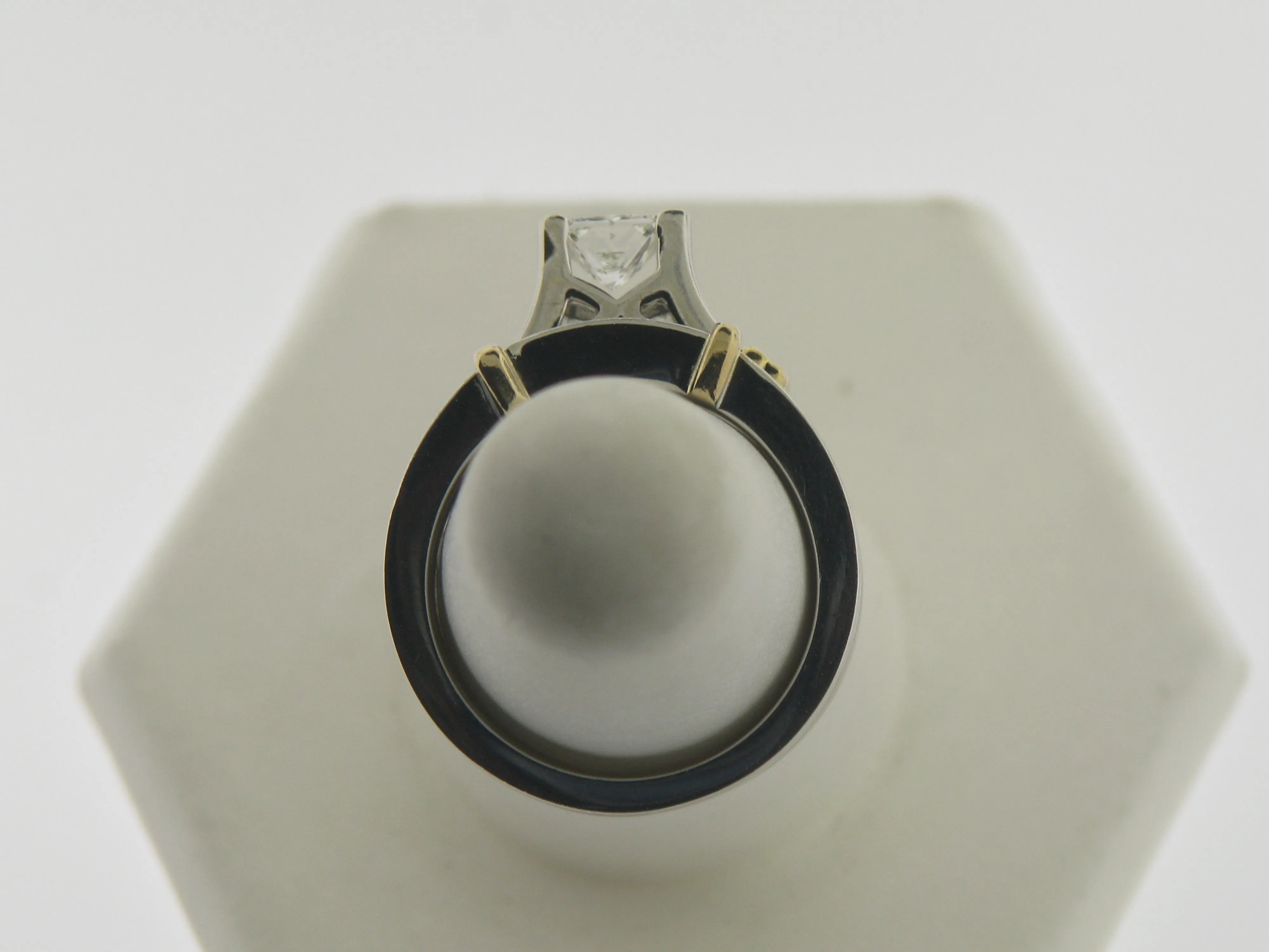 14K White and Yellow Gold Diamond Wedding Set (Engagement   Band) (Brand New)
