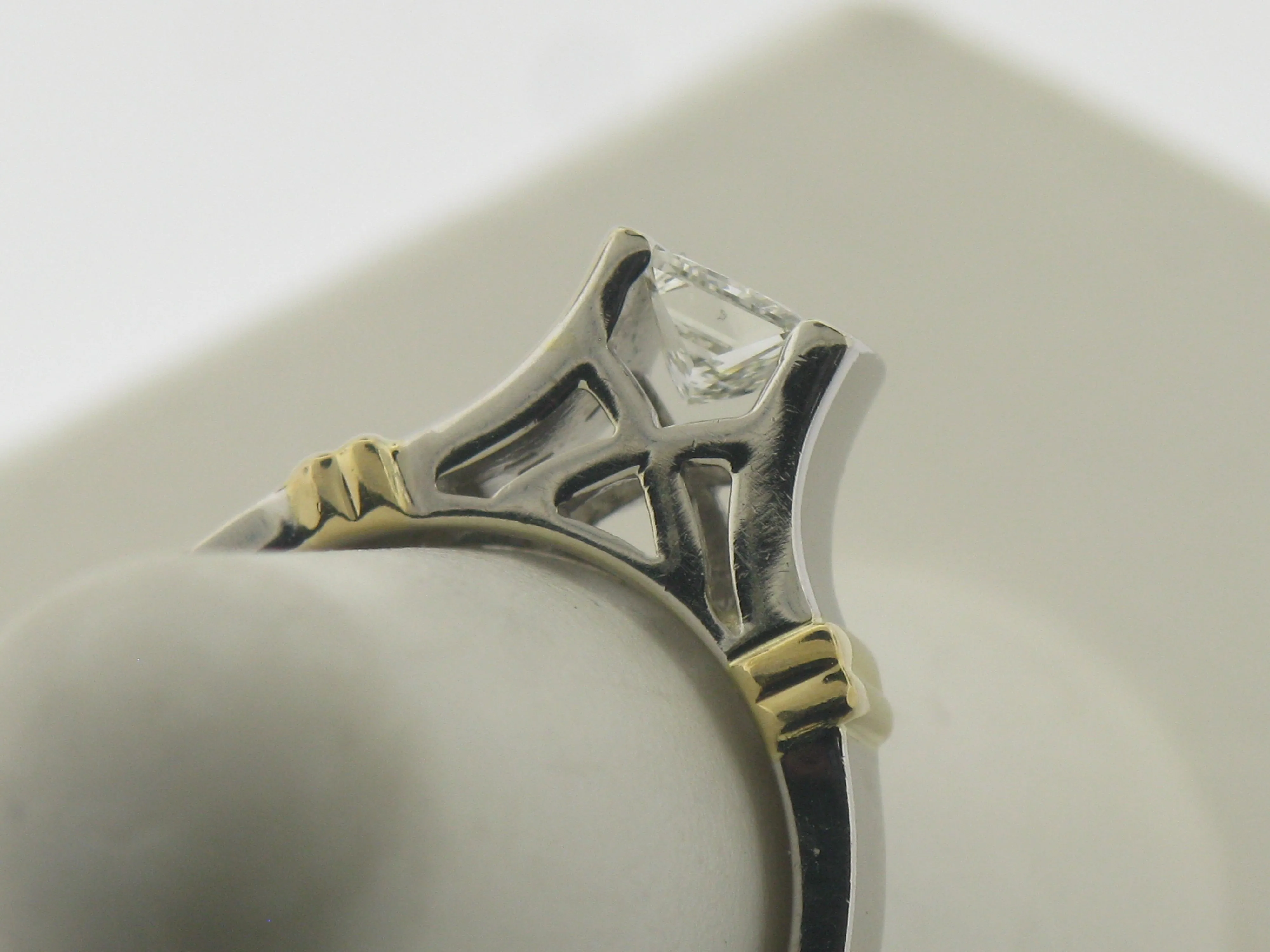 14K White and Yellow Gold Diamond Wedding Set (Engagement   Band) (Brand New)