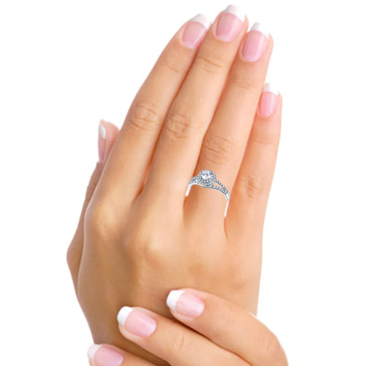 14K White Gold Cubic Zirconia Engagement Ring
