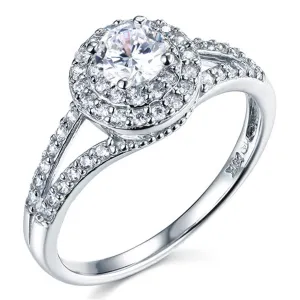 14K White Gold Cubic Zirconia Engagement Ring