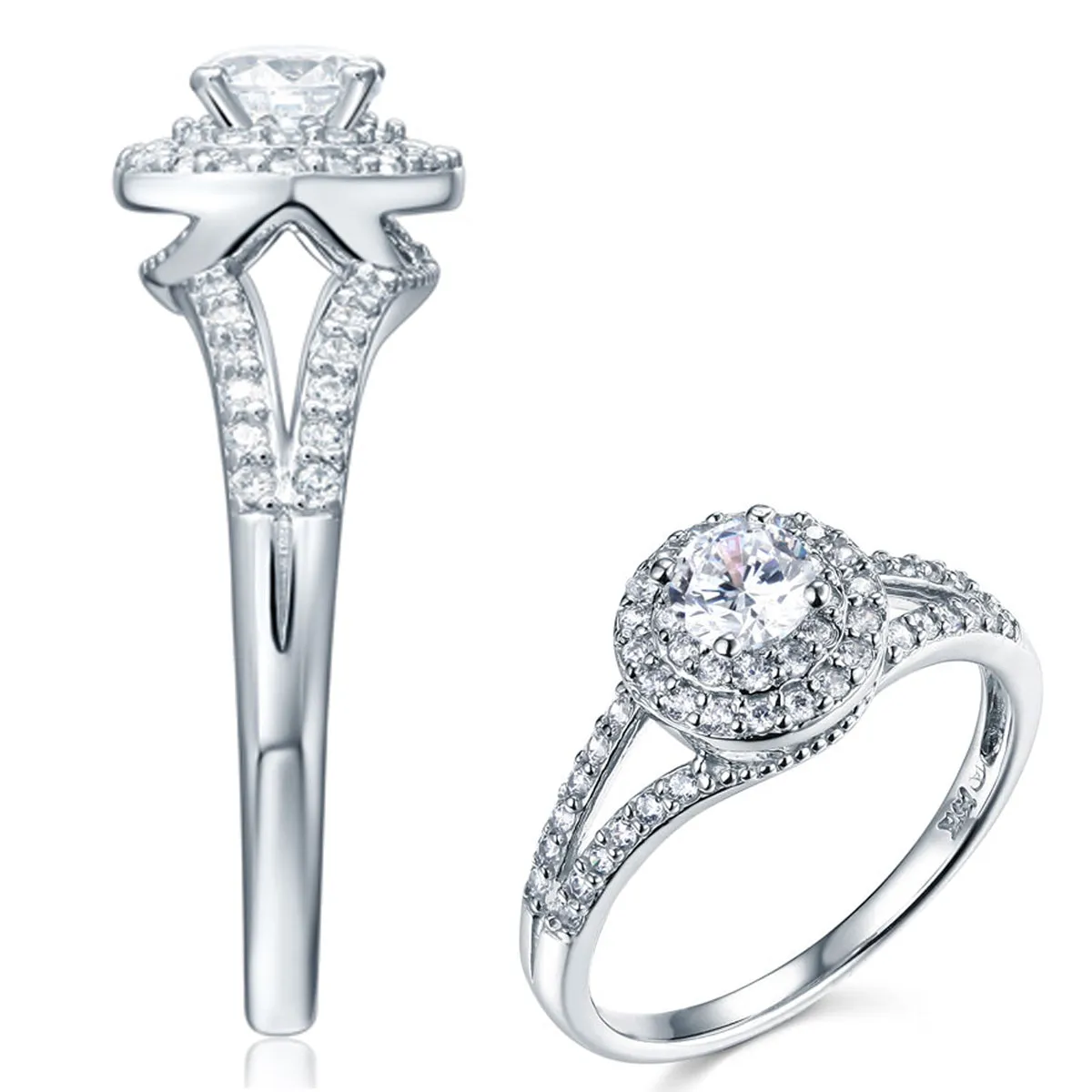 14K White Gold Cubic Zirconia Engagement Ring