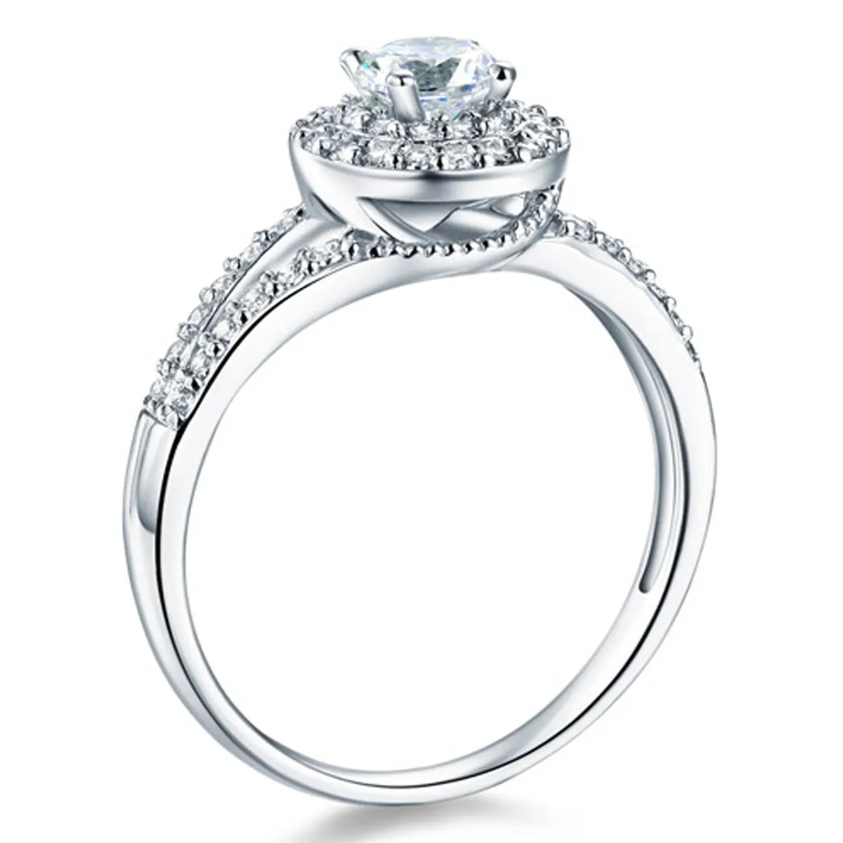 14K White Gold Cubic Zirconia Engagement Ring