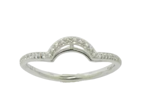 14K White Gold Curved Diamond Band with 32 Diamonds .16TW Size 6.5 (Brand New)