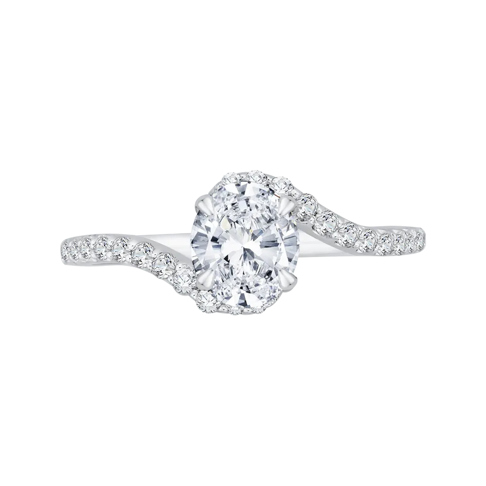 14K White Gold Oval Cut Diamond Promise Engagement Ring (Semi Mount)