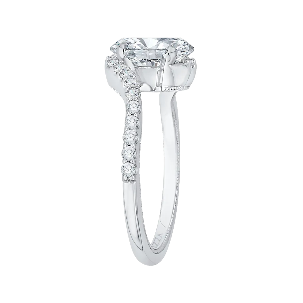 14K White Gold Oval Cut Diamond Promise Engagement Ring (Semi Mount)