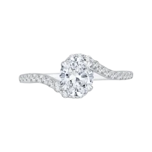 14K White Gold Oval Cut Diamond Promise Engagement Ring (Semi Mount)