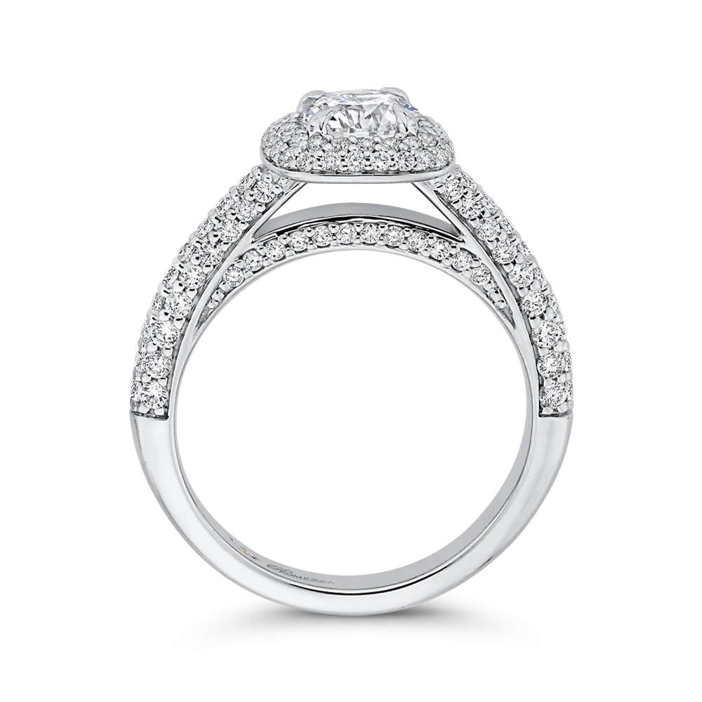 14K White Gold Round Diamond Double Halo Engagement Ring