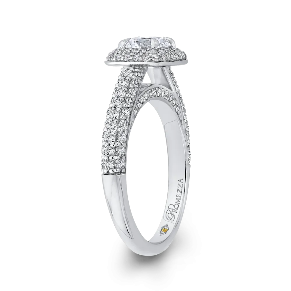 14K White Gold Round Diamond Double Halo Engagement Ring