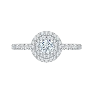 14K White Gold Round Diamond Double Halo Engagement Ring