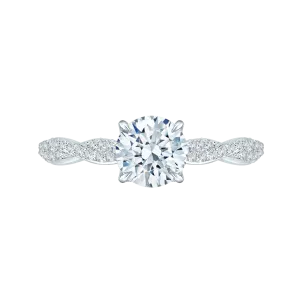 14K White Gold Round Diamond Engagement Ring (Semi Mount)