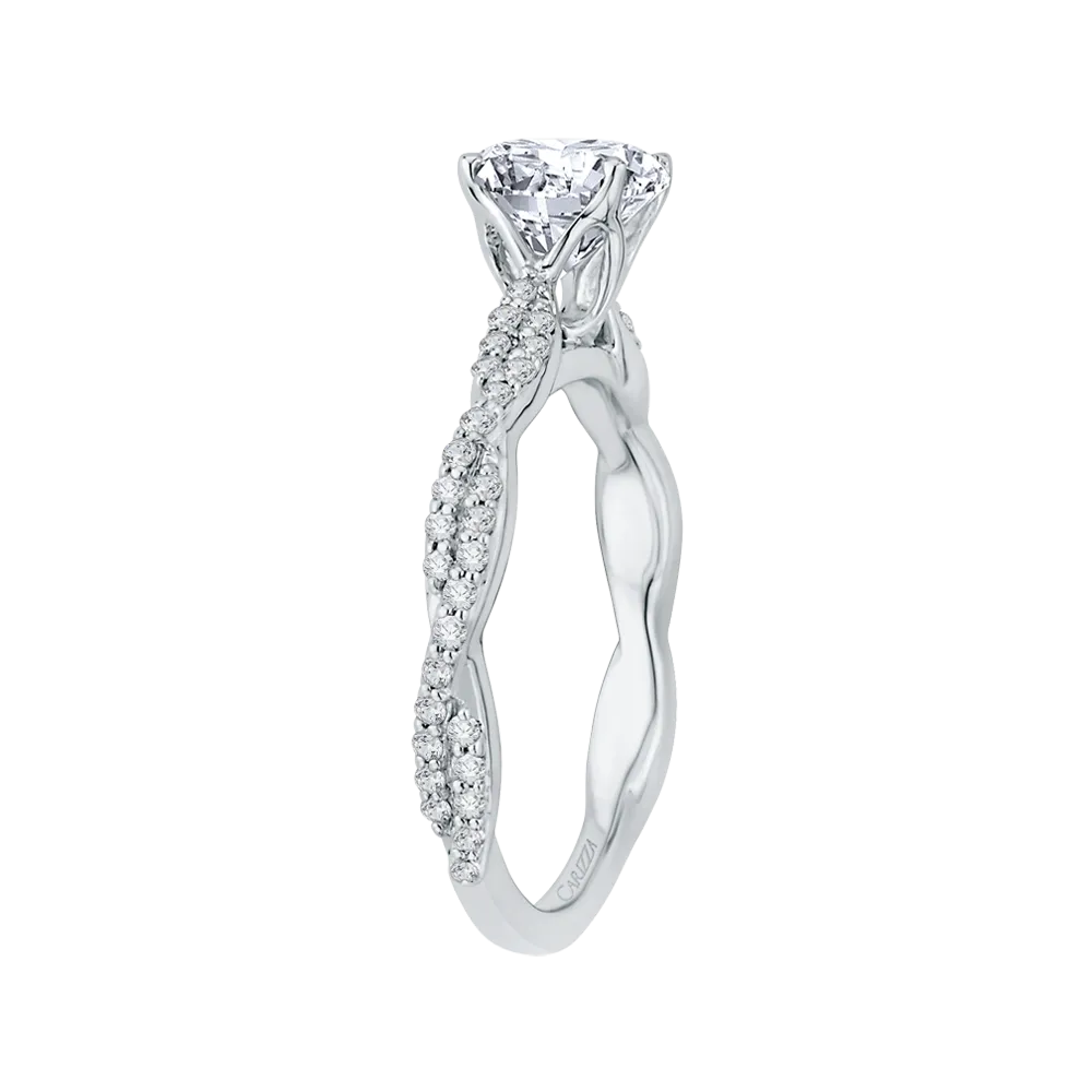 14K White Gold Round Diamond Engagement Ring (Semi Mount)