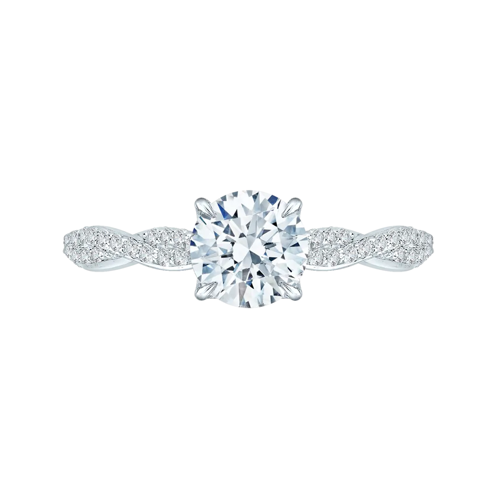 14K White Gold Round Diamond Engagement Ring (Semi Mount)