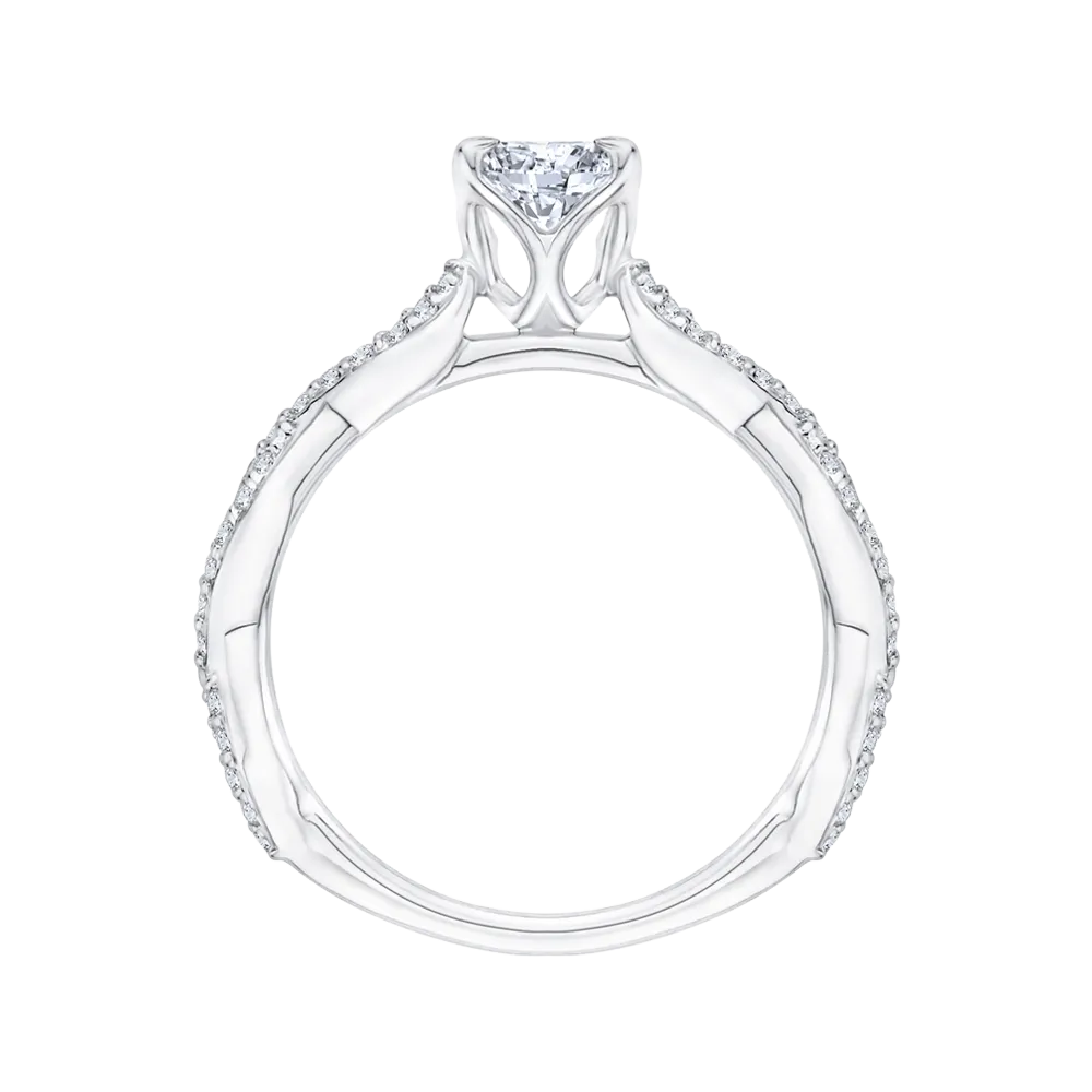 14K White Gold Round Diamond Engagement Ring (Semi Mount)