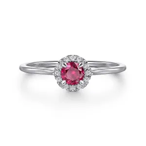 14K White Gold Ruby and Diamond Ring