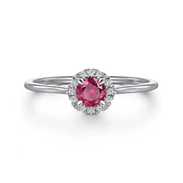 14K White Gold Ruby and Diamond Ring