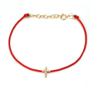 14k Yellow Gold Cross Cord Bracelet
