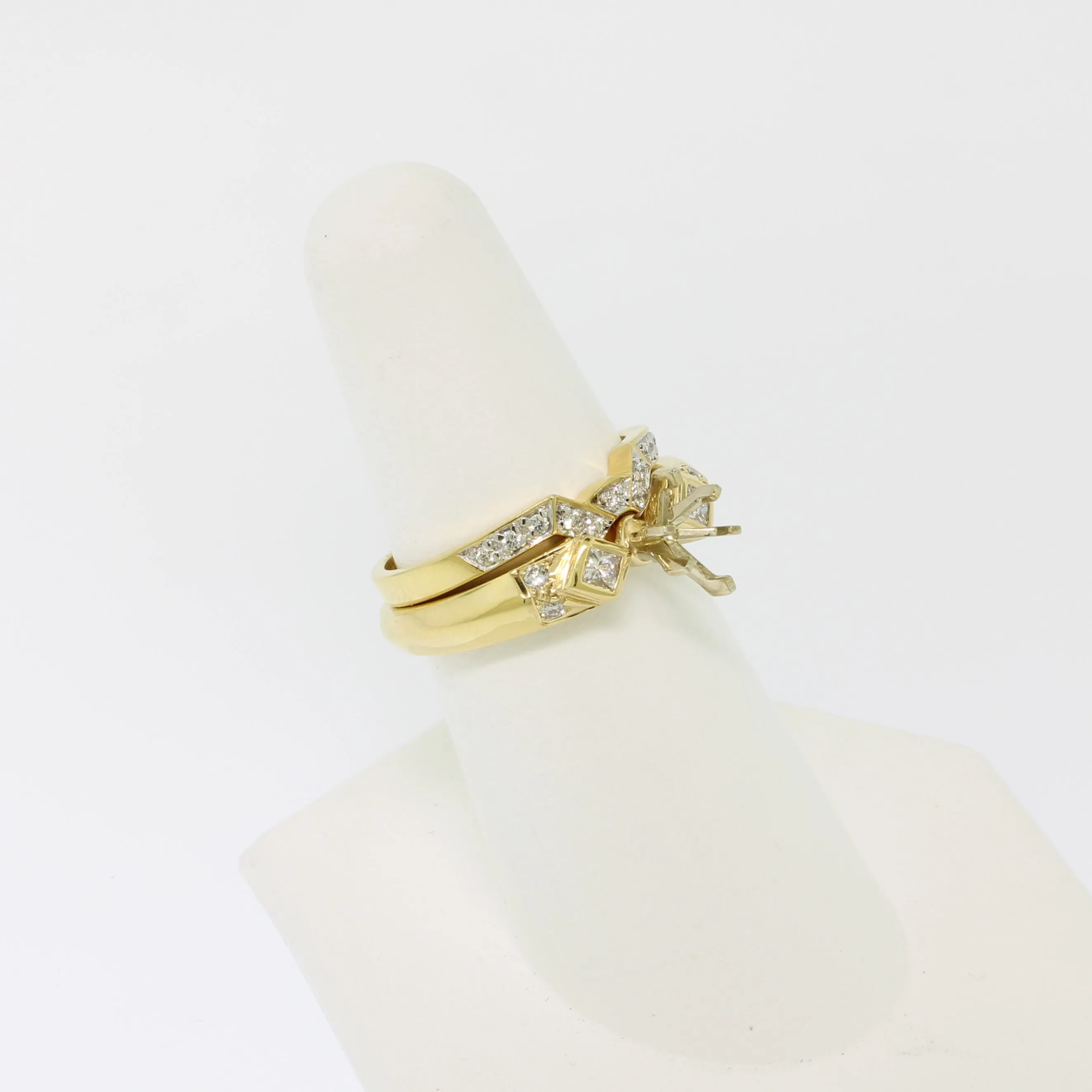 14K Yellow Gold Diamond Wedding Set Semi-Mount Size 7 (Brand New)