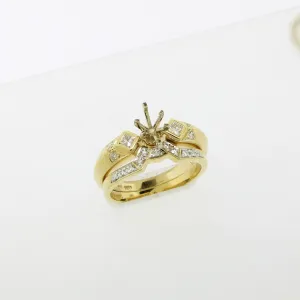 14K Yellow Gold Diamond Wedding Set Semi-Mount Size 7 (Brand New)