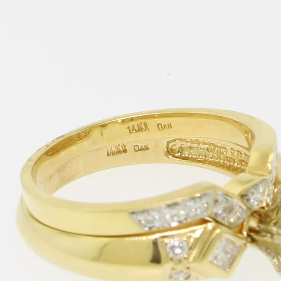 14K Yellow Gold Diamond Wedding Set Semi-Mount Size 7 (Brand New)