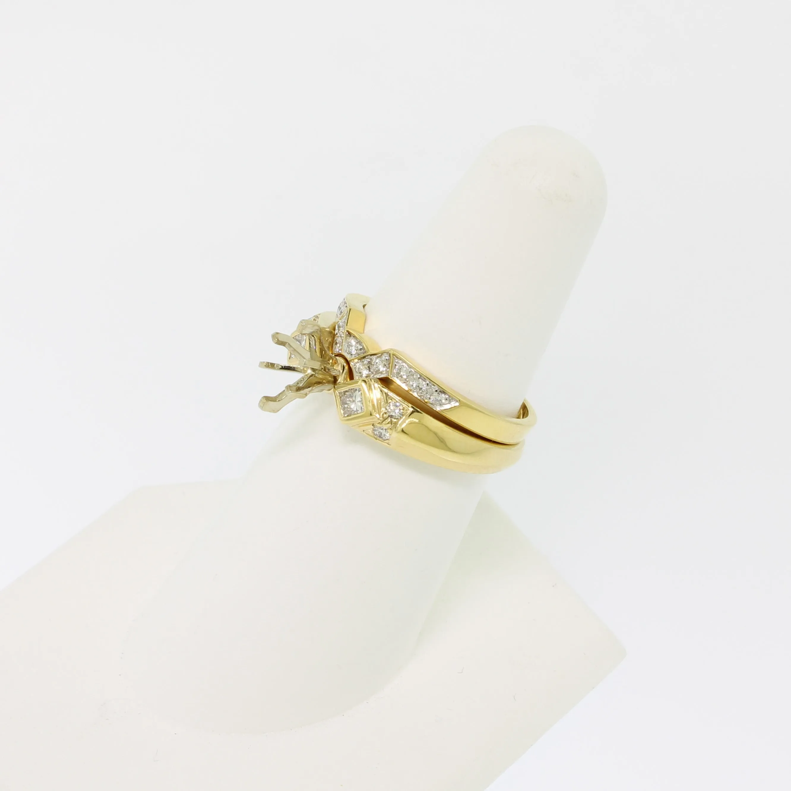 14K Yellow Gold Diamond Wedding Set Semi-Mount Size 7 (Brand New)