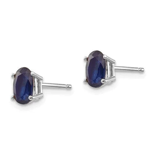 14KT GOLD 1.40 CTW OVAL BLUE SAPPHIRE STUD EARRINGS