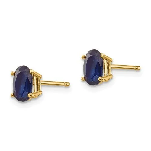 14KT GOLD 1.40 CTW OVAL BLUE SAPPHIRE STUD EARRINGS