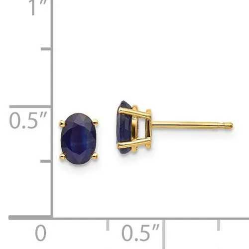 14KT GOLD 1.40 CTW OVAL BLUE SAPPHIRE STUD EARRINGS