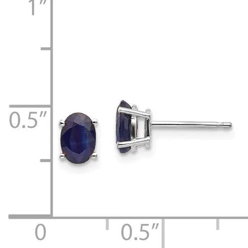 14KT GOLD 1.40 CTW OVAL BLUE SAPPHIRE STUD EARRINGS