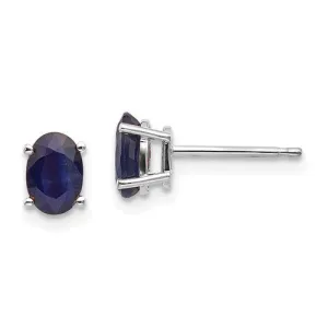 14KT GOLD 1.40 CTW OVAL BLUE SAPPHIRE STUD EARRINGS