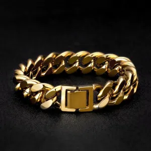 14mm Miami Cuban Link Bracelet 14K Gold Plated
