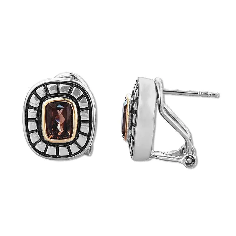 1.80ct Smoky Quartz Earrings in 14K gold And 925 Sterling Sliver (141E113905QS)